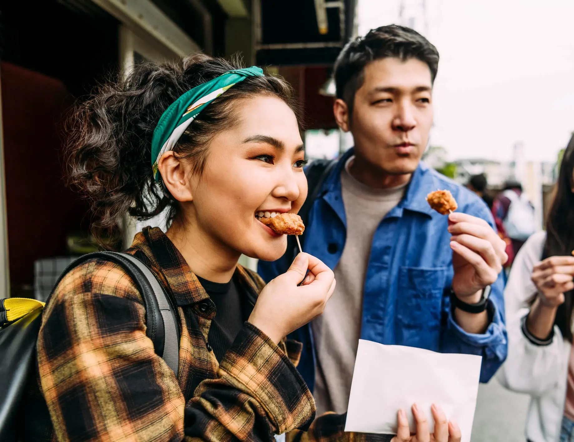 Some of our Guests enjoying some of the Food Trucks we visit in Austin on our Food Tours.