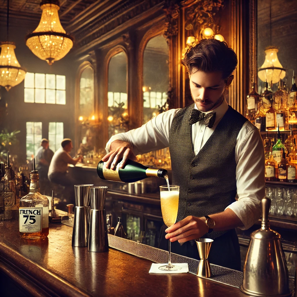 A French 75 being prepared in the New Orleans bar it was invented in